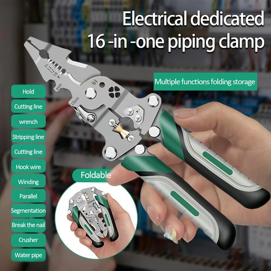 Foldable wire stripper, pulley design multi-function electrician wire splitter wire winding pliers crimping pliers hand tool