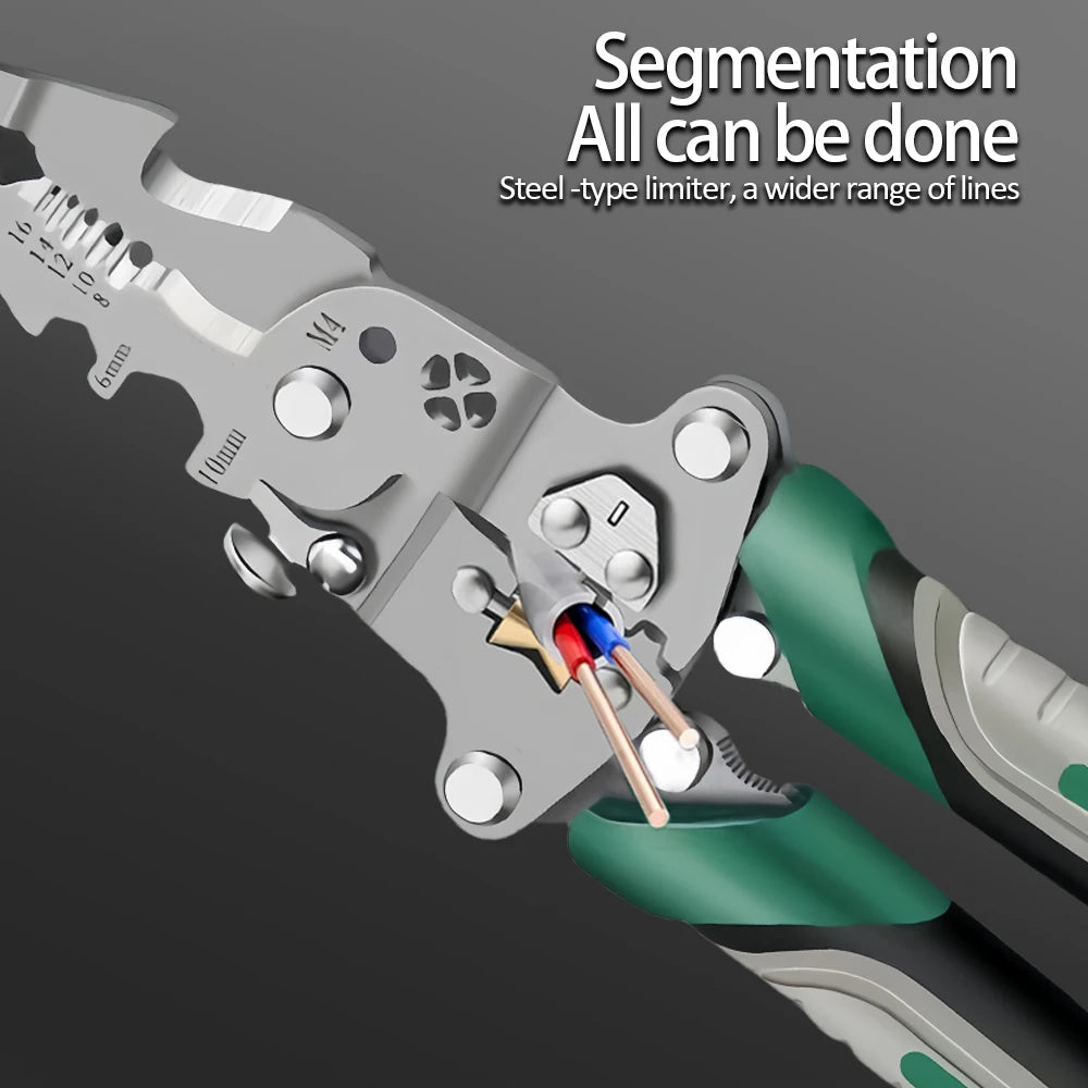 Foldable wire stripper, pulley design multi-function electrician wire splitter wire winding pliers crimping pliers hand tool